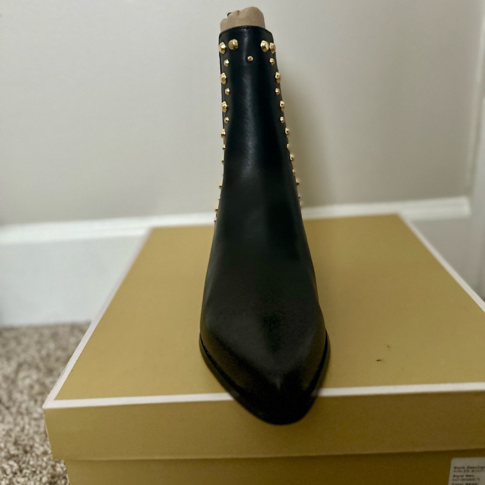 Michael Kors Black Ankle Boots with Gold Studs